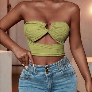 Green Strapless Women's Top